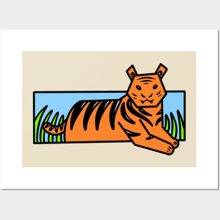 Cartoon geometric tiger Posters and Art